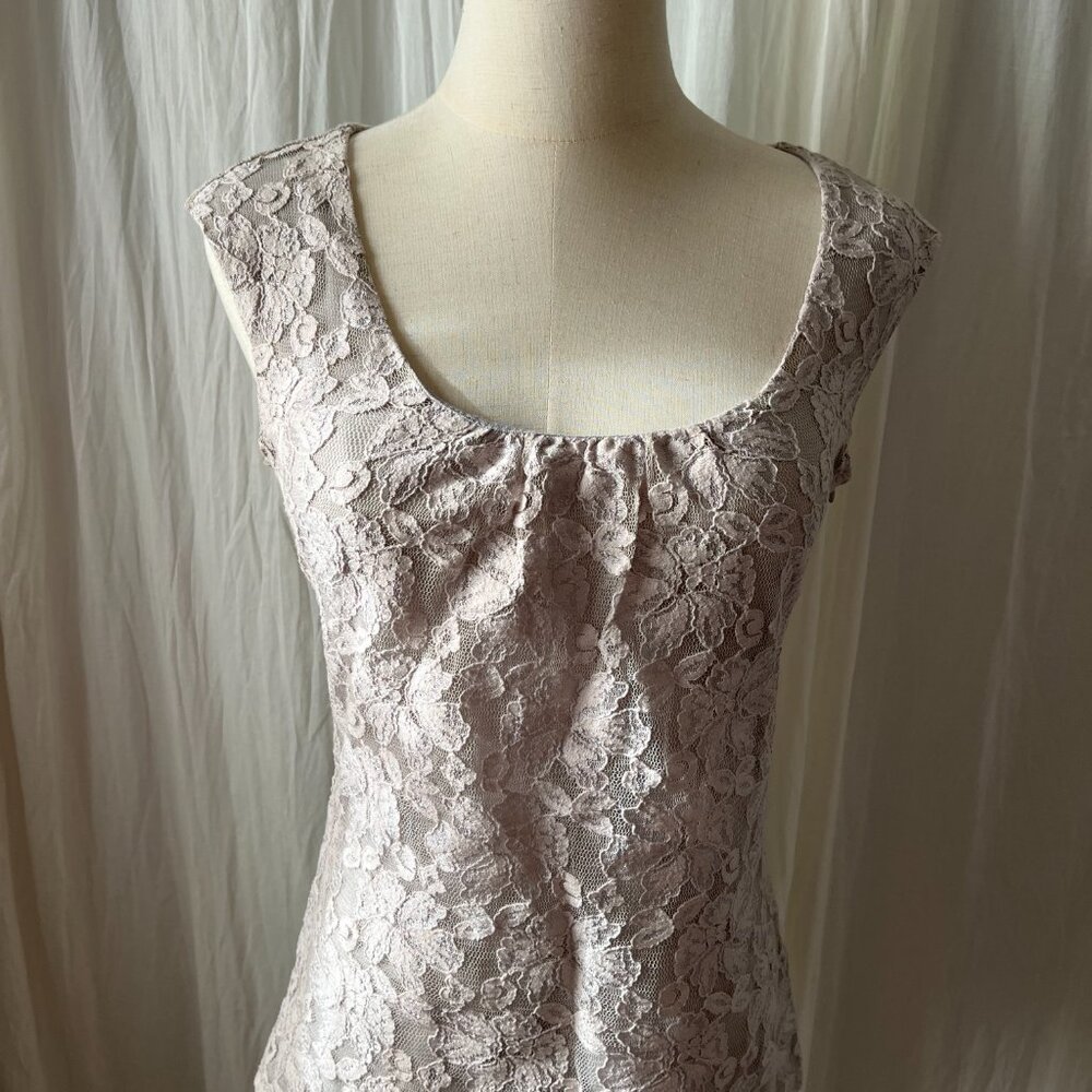 INC International Concepts Elegant Lace Top, Scoop Neckline, Side Zipper